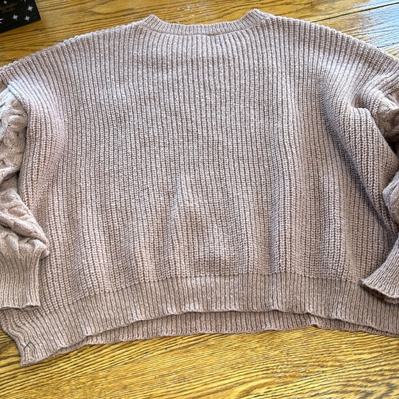 SHEIN brand mauve color ribbed knit sweater with waffle knit on sleeves, Size 1X - Picture 5 of 11